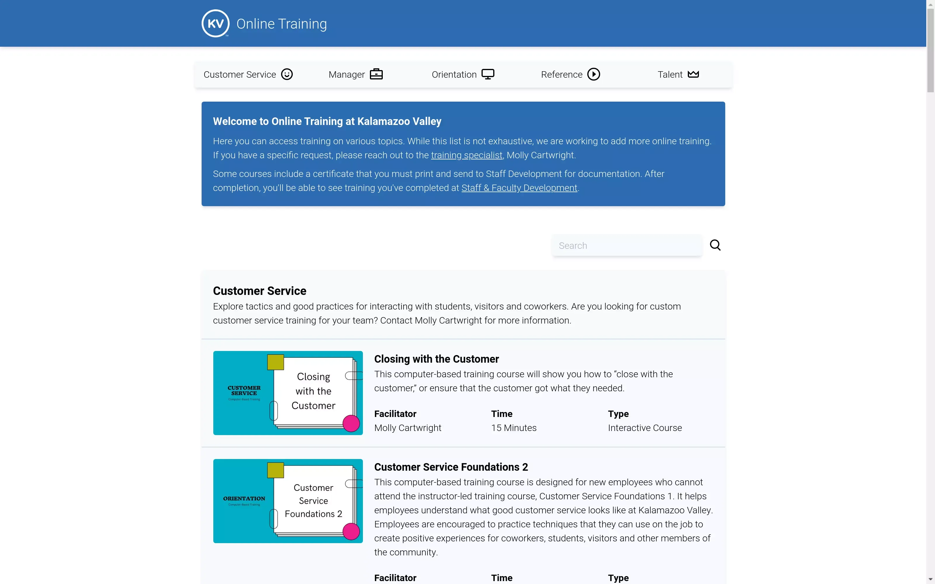 Online Training screenshot