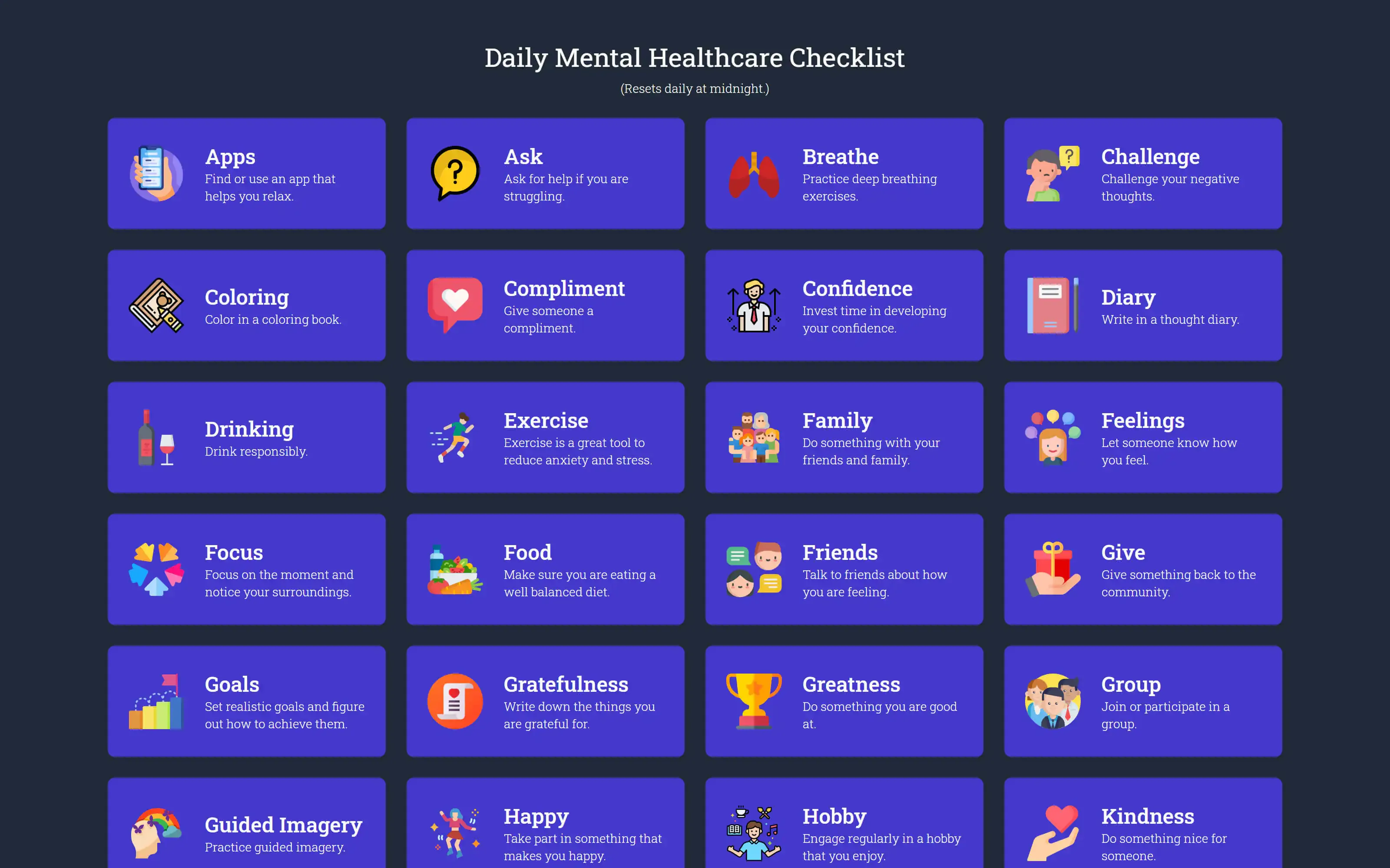 Daily Mental Healthcare Checklist screenshot